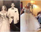 Több mint 60 évvel később felvette a nagyi a menyasszonyi ruháját és a nagypapa nem bírta levenni róla a szemét