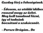 A milliomos férj panaszkodik a feleségének, hogy rosszul megy az üzlet﻿