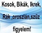 Kosok, Bikák, Ikrek,Rák ,oroszlán,szűz figyelem!Mai horoszkóp (hétfő)